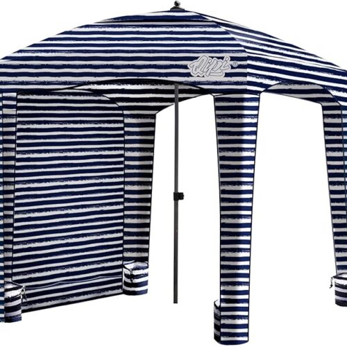 Qipi Beach Cabana - Easy to Set Up Canopy, Waterproof, Portable 6' x 6' Beach Shelter, Included Side Wall, Shade with UPF 50+ UV Protection for Kids, Family & Friends