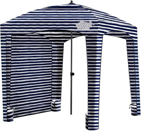 Qipi Beach Cabana - Easy to Set Up Canopy, Waterproof, Portable 6' x 6' Beach Shelter, Included Side Wall, Shade with UPF 50+ UV Protection for Kids, Family & Friends