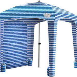 Qipi Beach Cabana - Easy to Set Up Canopy, Waterproof, Portable 6' x 6' Beach Shelter, Included Side Wall, Shade with UPF 50+ UV Protection, Ultimate Sun Umbrella - for Kids, Family & Friends