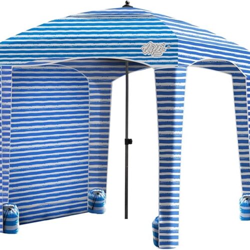 Qipi Beach Cabana - Easy to Set Up Canopy, Waterproof, Portable 6' x 6' Beach Shelter, Included Side Wall, Shade with UPF 50+ UV Protection, Ultimate Sun Umbrella - for Kids, Family & Friends